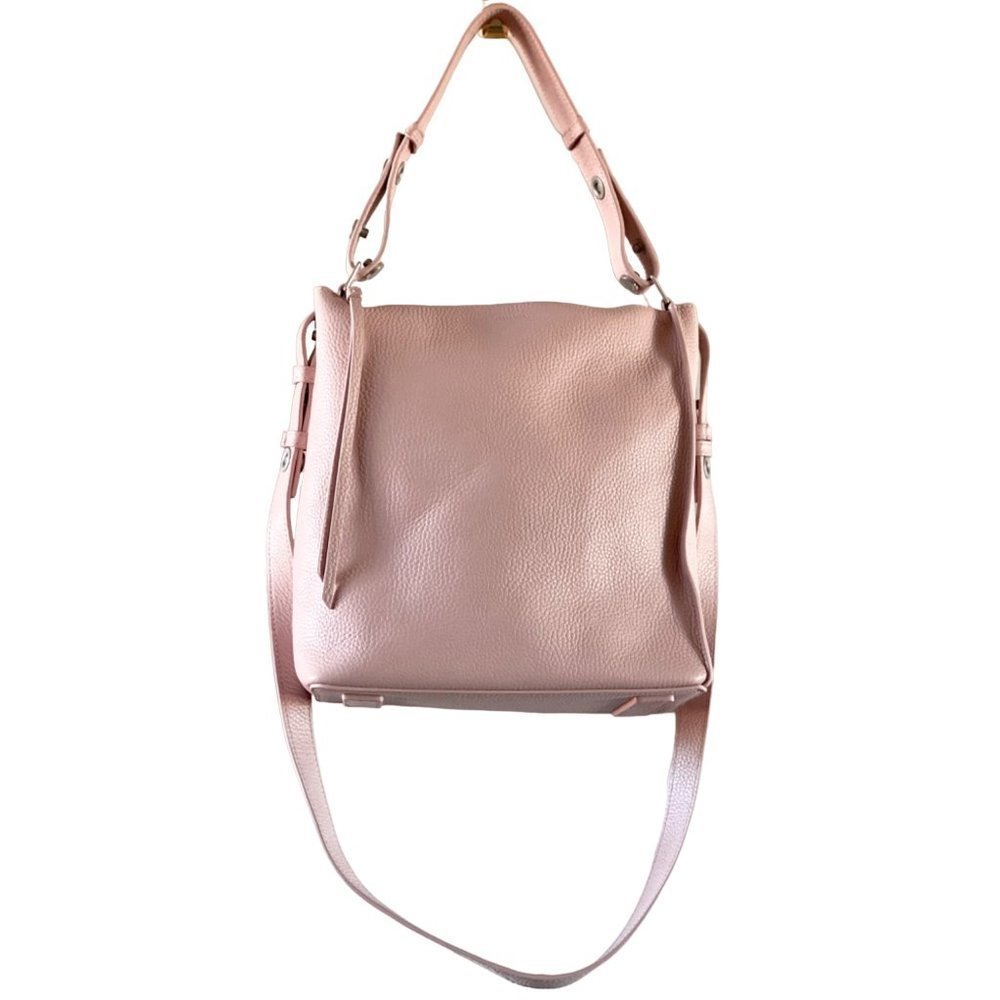 allsaints kita crossbody handbag powdered pink leather adjustable strap handle